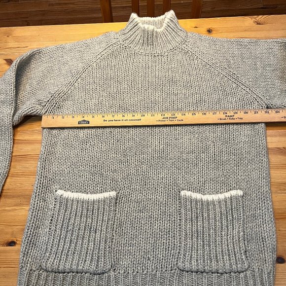 Laura Peterson 80s Vintage Gray Wool Blend Tunic Chunky Knit Sweater w Pockets L - Picture 4 of 7
